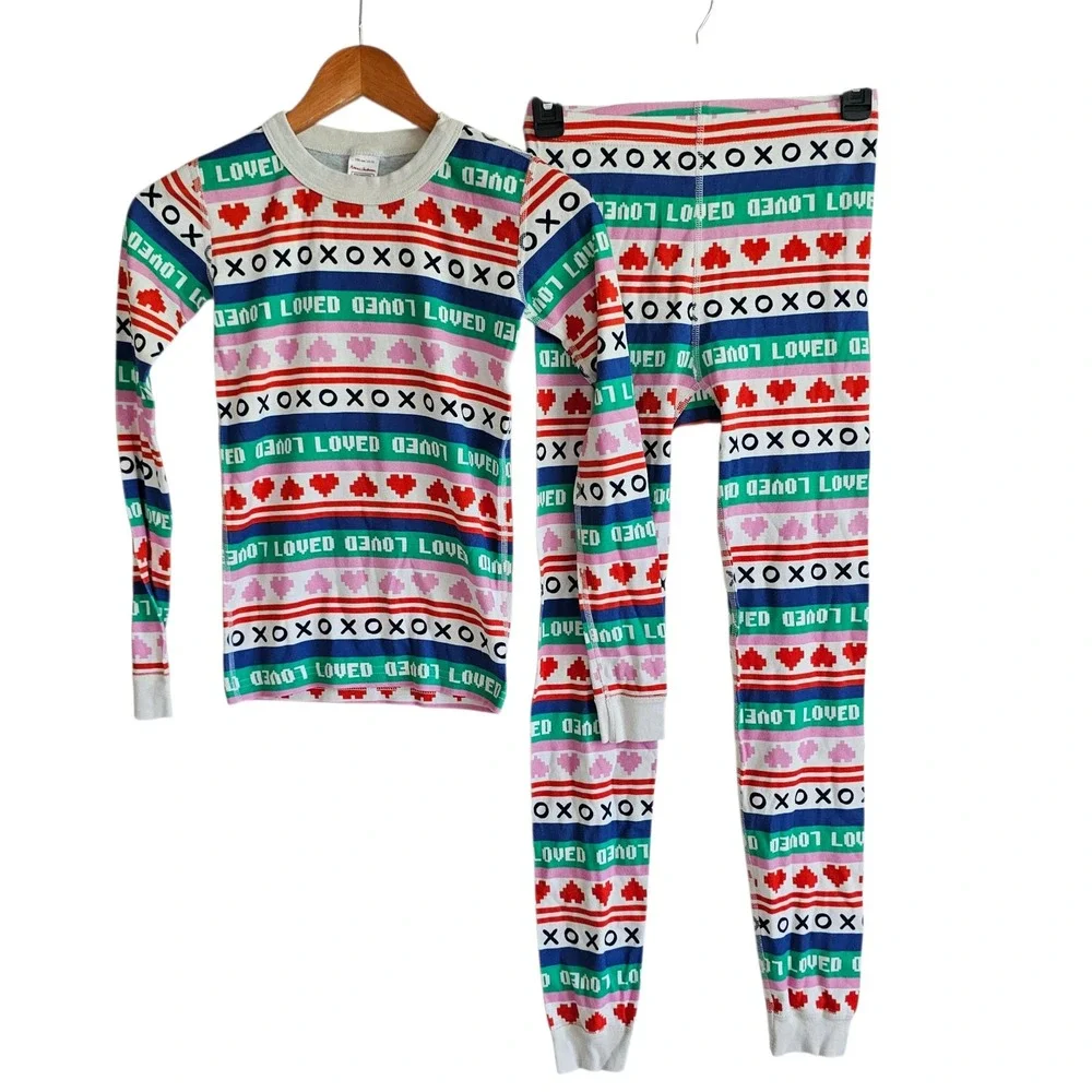 Hanna Andersson Kids Pajama Set Size 12 150 XOXO Hearts Valentine's‎ Day Organic